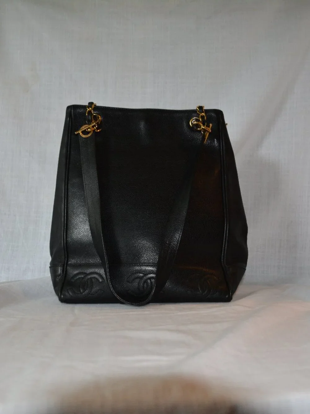 Chanel Caviar Leather Triple CC Shoulder Tote